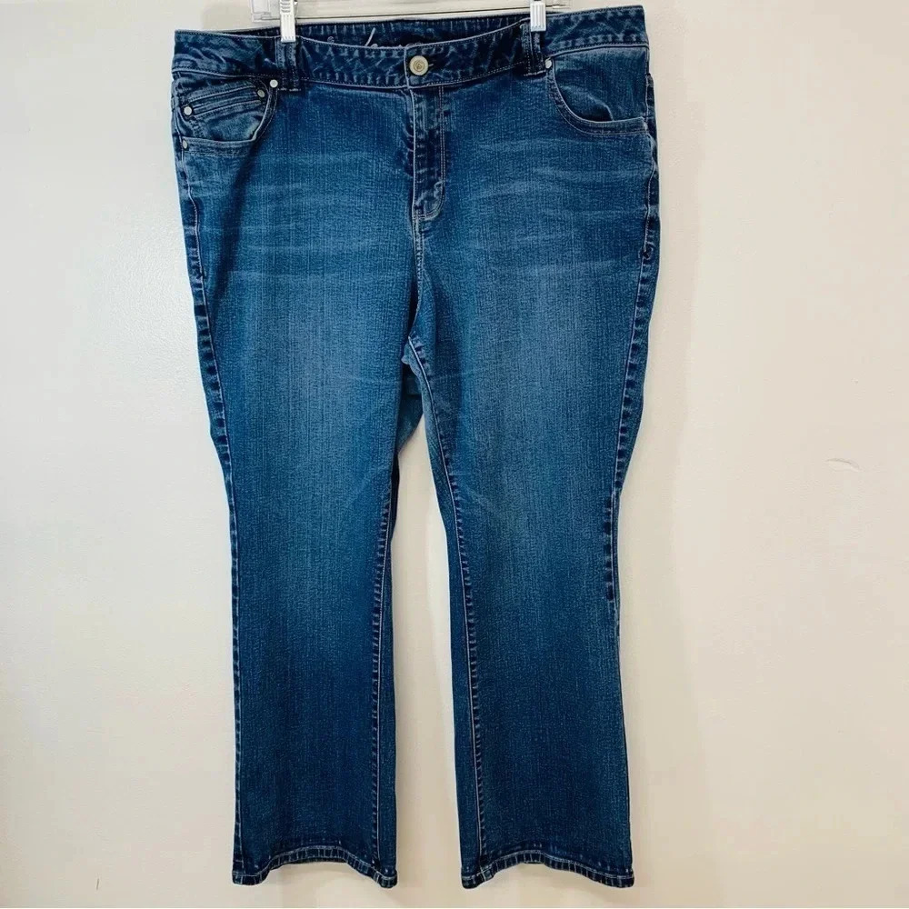 Lane Bryant Womans Jeans Size 24P Genius Fit Slim Boot Blue Medium Wash